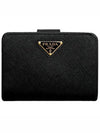 Small Saffiano Leather Half Wallet Black - PRADA - BALAAN 2