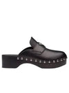 Studded Leather Cloak Mule Black - PRADA - BALAAN 3