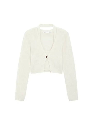 Halterneck layered crop cardigan white 271041 - ALEXANDER WANG - BALAAN 1