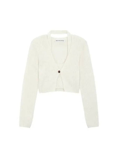 Halterneck layered crop cardigan white 270866 - ALEXANDER WANG - BALAAN 1