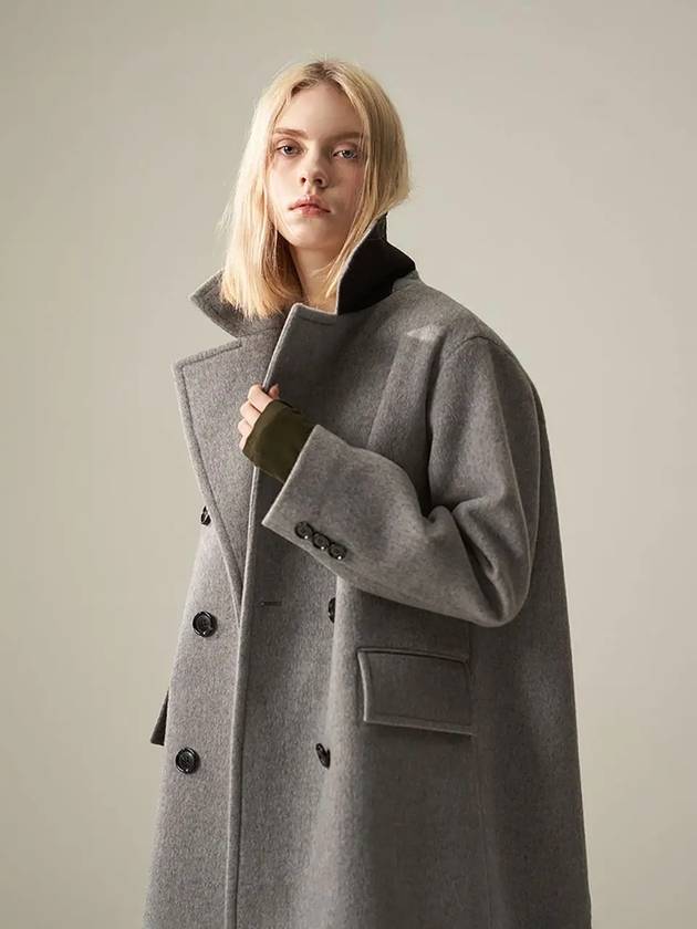 005 Gray Double Breasted Middle Coat - VOYONN - BALAAN 11