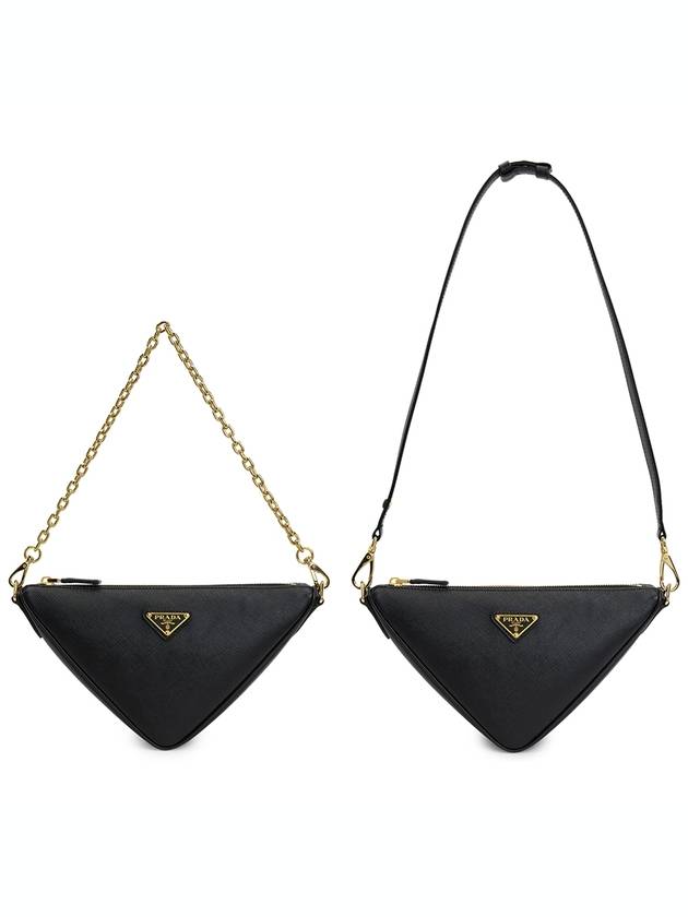 Triangle Saffiano Leather Shoulder Bag Black - PRADA - BALAAN 8