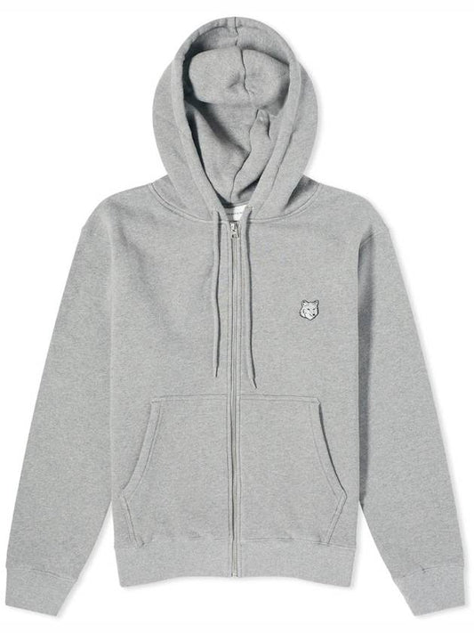 Bold Fox Head Patch Cotton Hooded Zip-Up Grey - MAISON KITSUNE - BALAAN 1