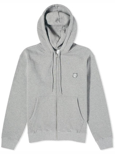 Bold Fox Head Patch Cotton Zip-Up Hoodie Grey - MAISON KITSUNE - BALAAN 1