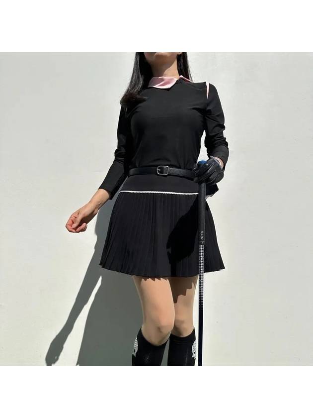 golf t-shirt spring and fall black pink collar zipper spandex functional golf wear - LOLOALLOY - BALAAN 7