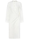 Women's Officer Collar Twisted Midi Dress Chalk - LEMAIRE - BALAAN 1