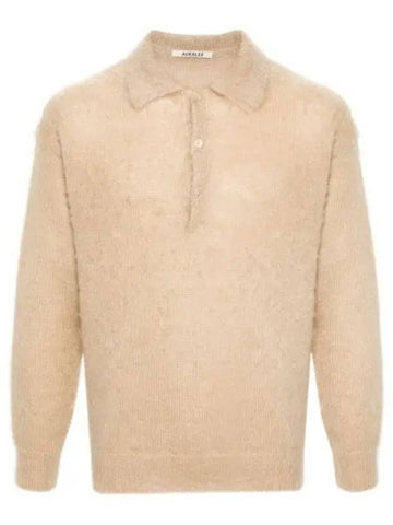 IDomestic shippingI BRUSHED SUPER KID MOHAIR KNIT Polo BEIGE A23AP03KM kr 217975 - AURALEE - BALAAN 1