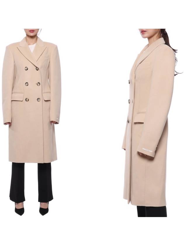 Women's Sportmax Virgin Wool Double Coat Beige - MAX MARA - BALAAN 3