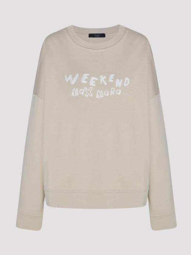 Danubio Embroidered Logo Cotton Sweatshirt Beige - MAX MARA - BALAAN 2