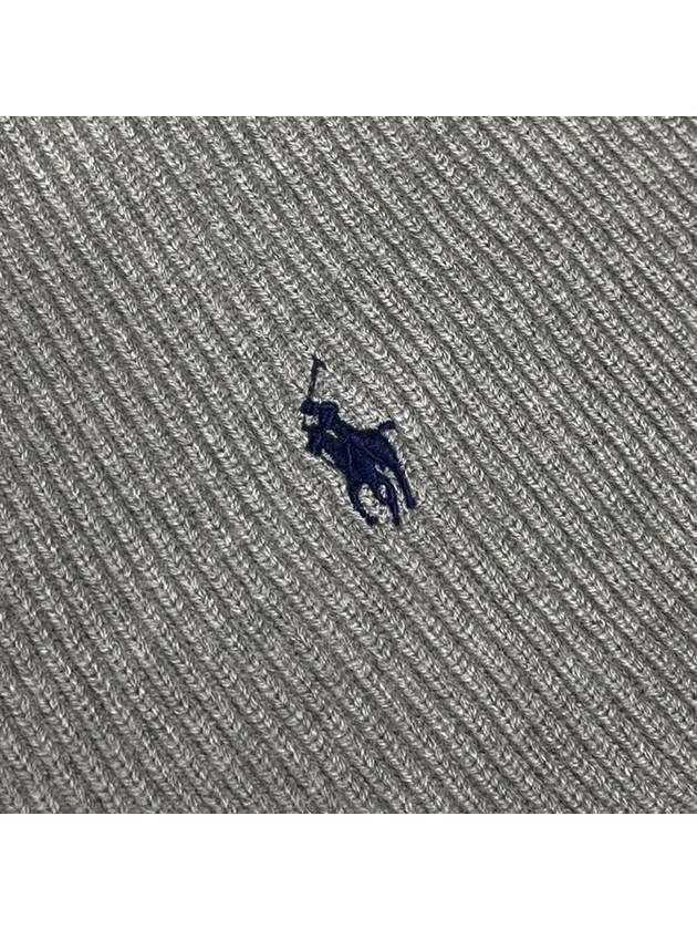 Navy Pony Embroidered Ribbed Muffler Gray - POLO RALPH LAUREN - BALAAN.