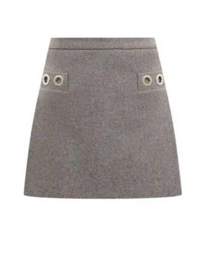 Eyelet Wool Mini A-Line Skirt Grey - MSGM - BALAAN 2