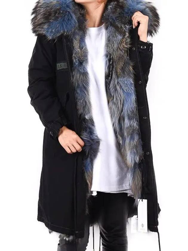 Women's Fox Fur Long Field Suit Black W2834L - AS65 - BALAAN 1