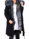 Women s Fox Fur Long Field Coat Black W2834L - AS65 - BALAAN 1