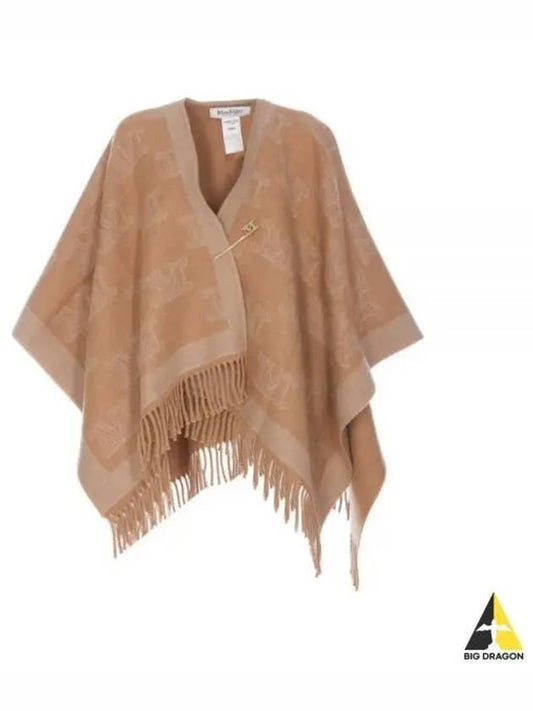 Logo Monogram Wool Cape Light Brown - MAX MARA - BALAAN 2