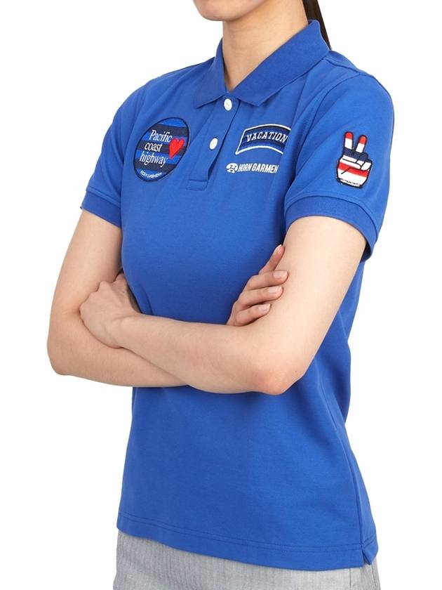 Women's Goody Emblem Short Sleeve PK Shirt Blue - HORN GARMENT - BALAAN 6