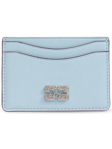 Ganni Card Holder With Logo, Women's, Light Blue - GANNI - BALAAN 1