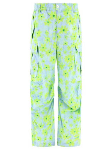 Floral Print Cargo Straight Pants Light Blue - MARNI - BALAAN 1