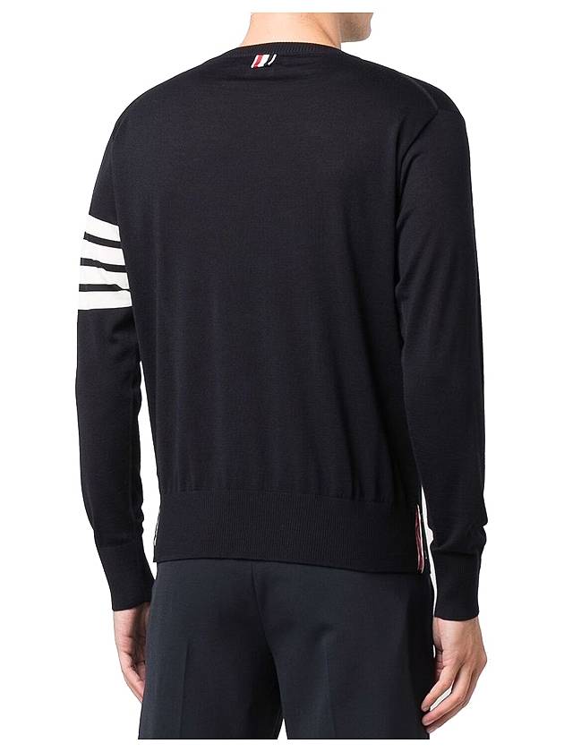 4 Bar Armband Classic Merino Wool Knit Top Navy - THOM BROWNE - BALAAN 4