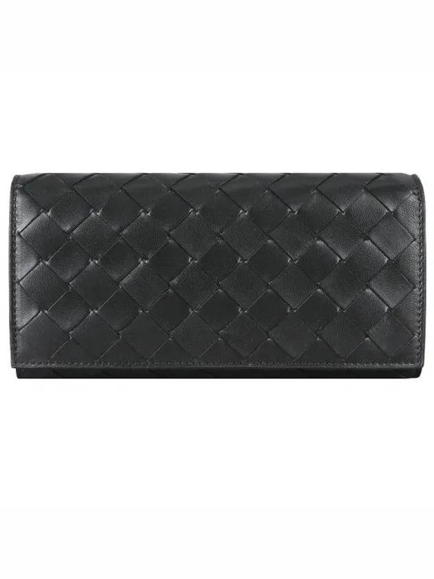 Intrecciato Large Flap Long Wallet Black - BOTTEGA VENETA - BALAAN 2