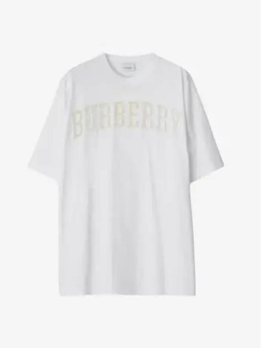 Lace Logo Cotton Oversized Short Sleeve T-Shirt White - BURBERRY - BALAAN 2