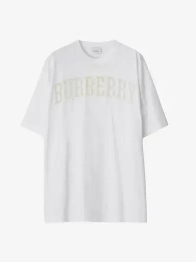 Lace Logo Cotton Oversized Short Sleeve T-Shirt White - BURBERRY - BALAAN 3