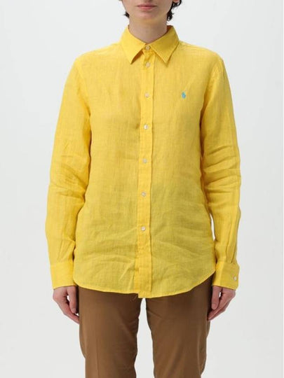 Long Sleeve Linen Shirt Yellow - POLO RALPH LAUREN - BALAAN 2