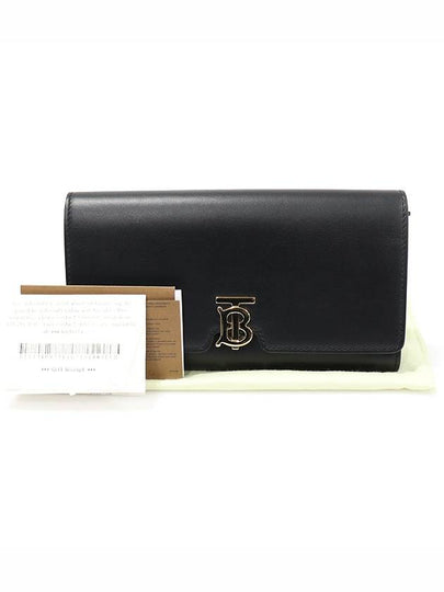 80551541 Black leather gold plated TB Continental long wallet - BURBERRY - BALAAN 2