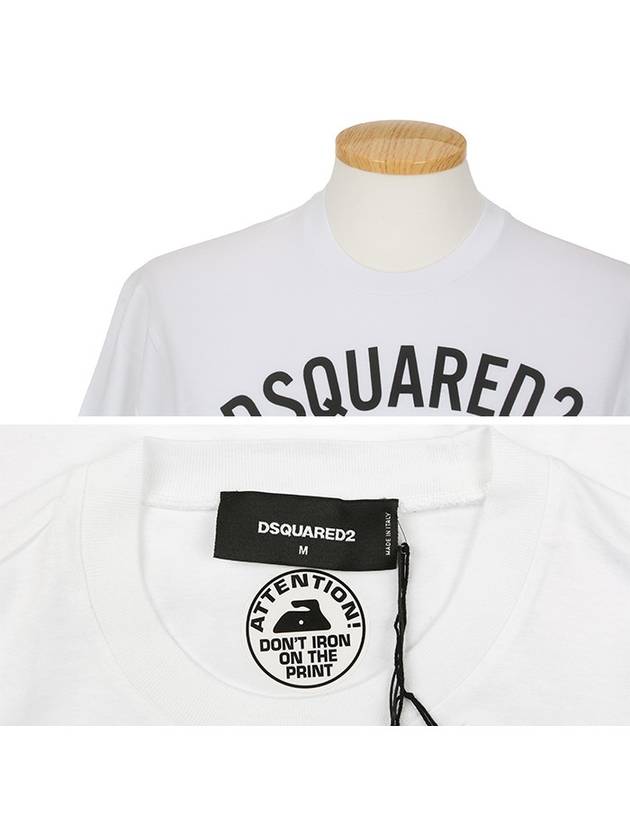 Men's Long Twist Fit Round Short Sleeve T-Shirt White - DSQUARED2 - BALAAN 5