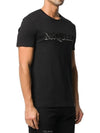 Men's Logo Embroidered Short Sleeve T-Shirt Black - ALEXANDER MCQUEEN - BALAAN.