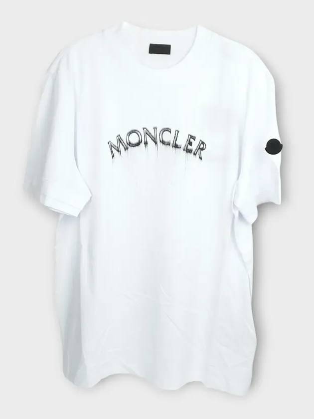 Powder Effect Logo Cotton Short Sleeve T-Shirt Optical White - MONCLER - BALAAN 3