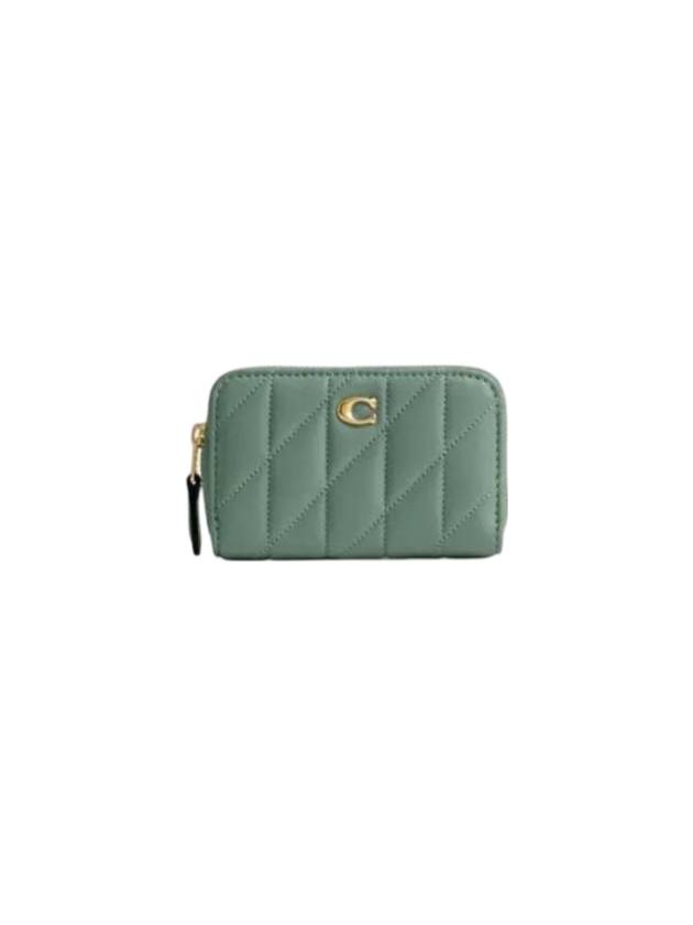 Small Zip Around Card Wallet Green - COACH - BALAAN 1