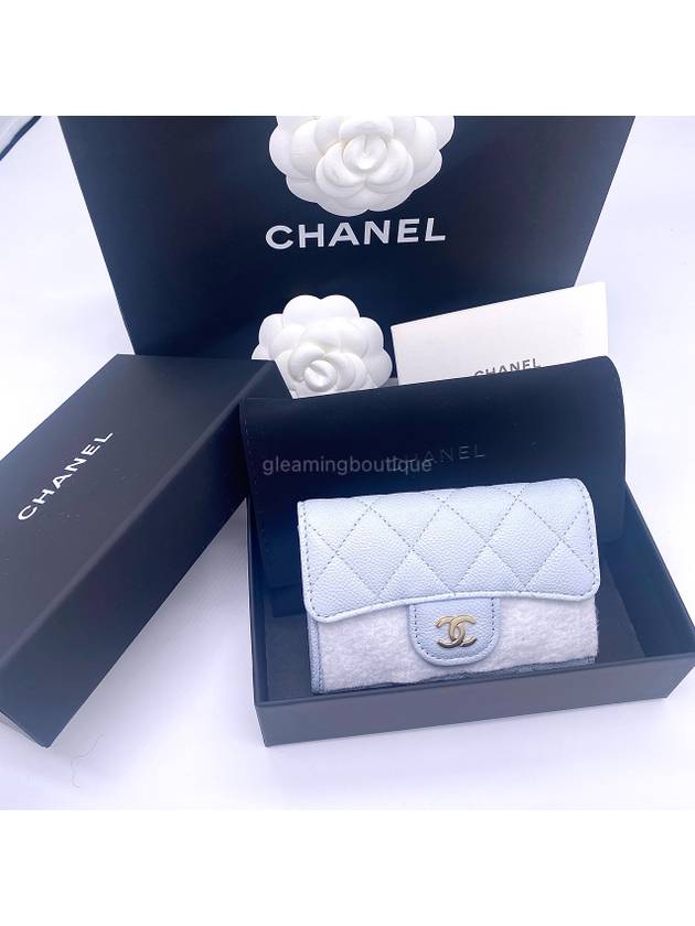 Classic card wallet caviar light blue gold AP0214 - CHANEL - BALAAN 9