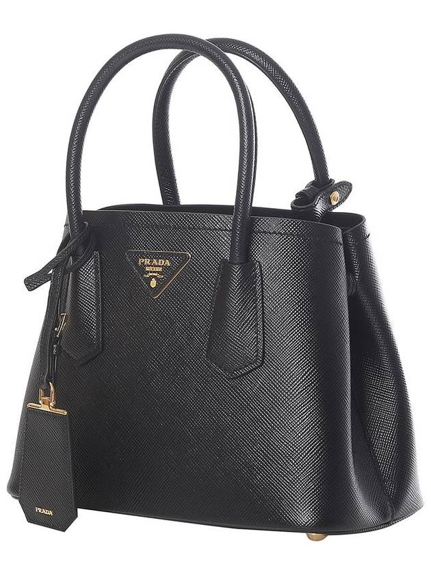 Double Saffiano Leather Mini Bag Black - PRADA - BALAAN 3