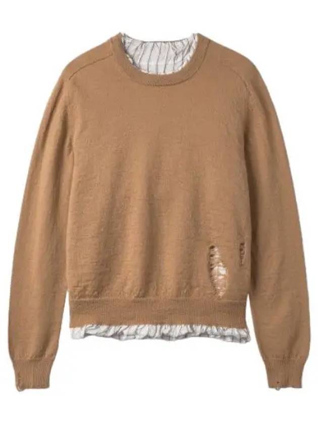 Double Layered Pullover Knit Camel - MAISON MARGIELA - BALAAN 1