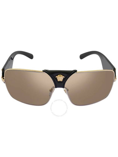 Versace Light Brown Mirror Gold Shield Unisex Sunglasses VE2207Q 1002/5 138 - VERSACE - BALAAN 1