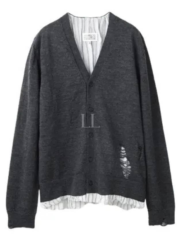 Men's Distressed Cardigan Dark Grey - MAISON MARGIELA - BALAAN 2