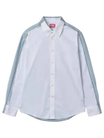 Poplin raw edge denim shirt white - DIESEL - BALAAN 1