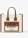 Mini Two-Tone Canvas and Leather Freya Tote Bag Natural Tan - BURBERRY - BALAAN 2