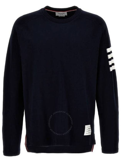 4-Bar Striped Cotton Long Sleeve T-Shirt Navy - THOM BROWNE - BALAAN 2