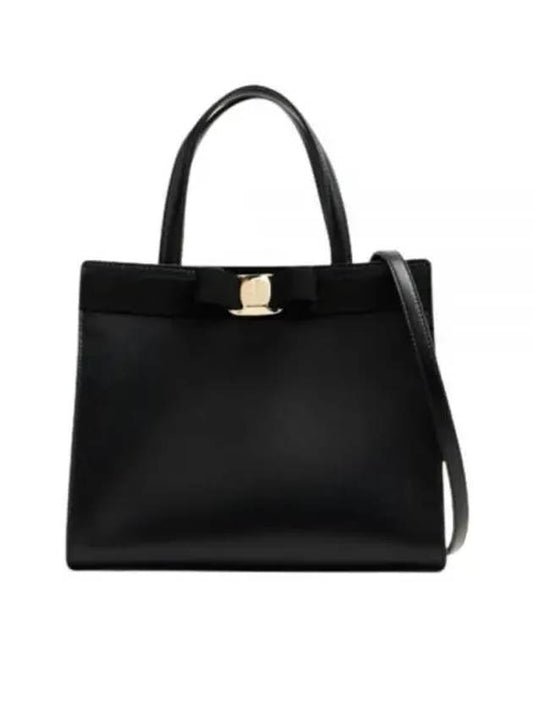 Vara Bow Top Handle Tote Bag Black - SALVATORE FERRAGAMO - BALAAN 2