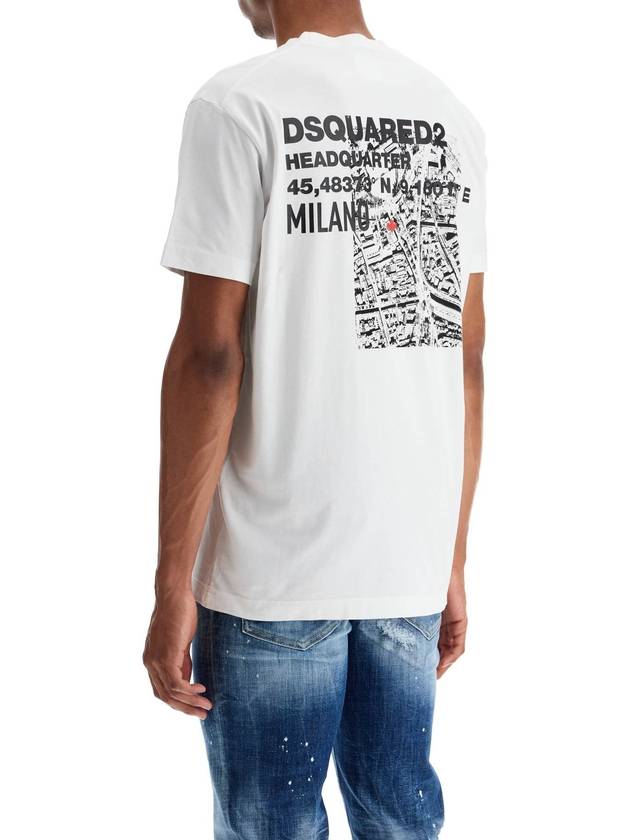 men's white cotton t-shirt with embroidered logo - DSQUARED2 - BALAAN 3