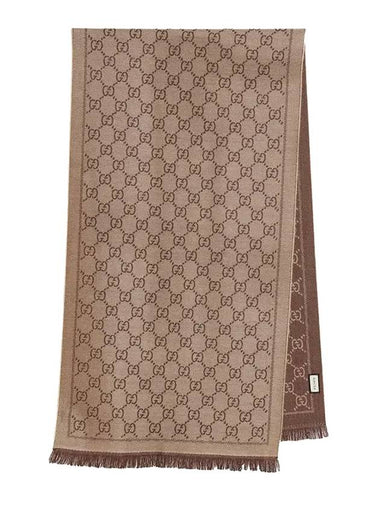 GG Jacquard Pattern Knit Muffler Light Brown - GUCCI - BALAAN 1