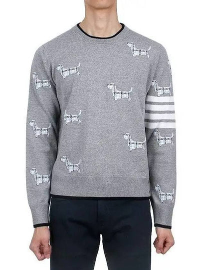 Hector Intarsia Crew Neck Knit Top Grey - THOM BROWNE - BALAAN 2