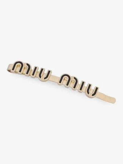 Enamel Metal Hair Clip Gold Black - MIU MIU - BALAAN 2