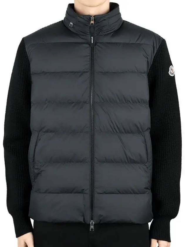 Men s Logo Patch Knit Padded Jacket Black 9B00032 M1131 999 - MONCLER - BALAAN 1