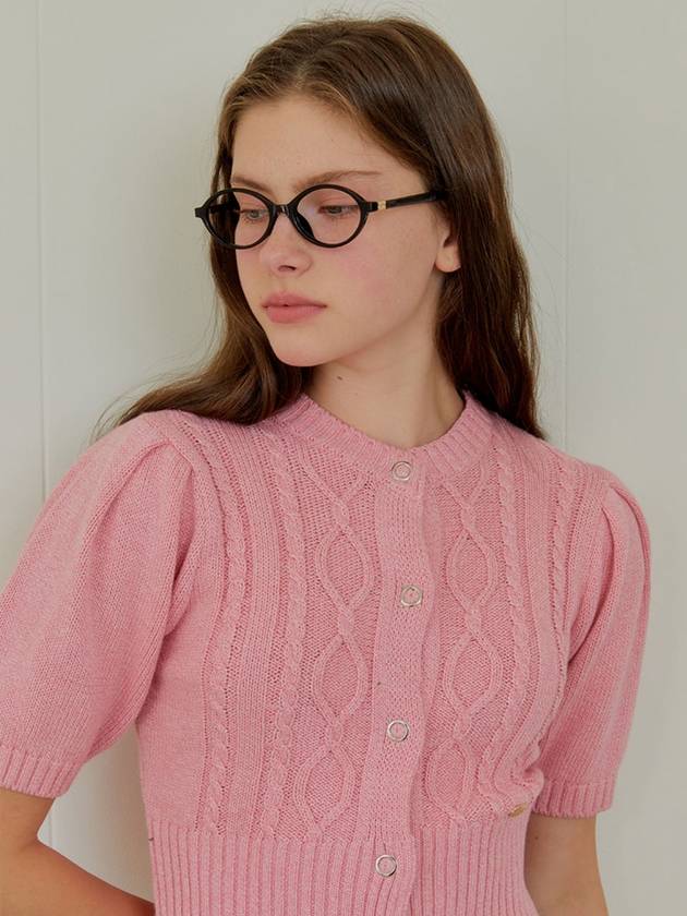 CABLE HALF SLEEVE CARDIGAN PINK - ANOETIC - BALAAN 2