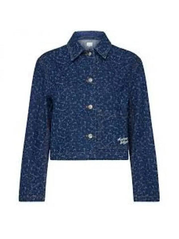 Cropped Denim Jacket Navy - MAISON KITSUNE - BALAAN 1