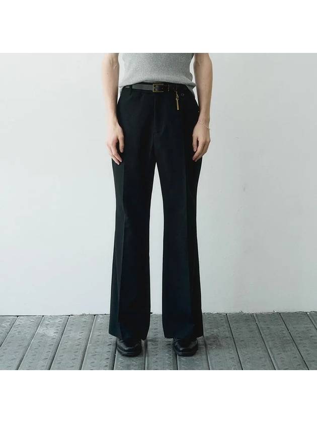 Light Wool Flare Slacks Black - NOIRER - BALAAN 1