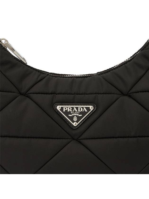 Triangle Logo Re-nylon Paddde Hobo Cross Bag Black - PRADA - BALAAN 9