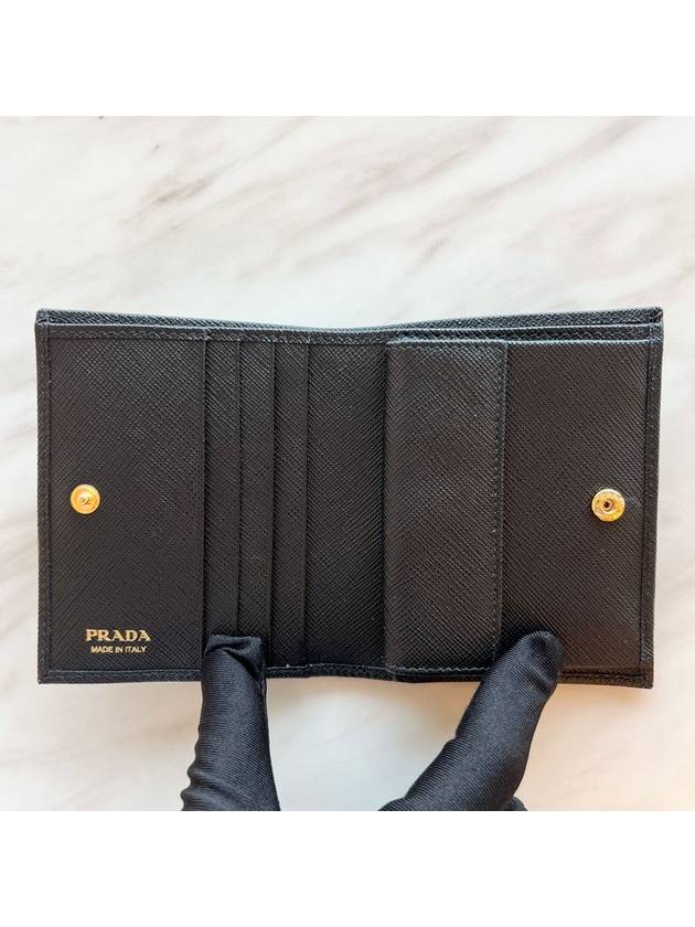 Small Saffiano Metal Logo Bicycle Wallet Black - PRADA - BALAAN 4